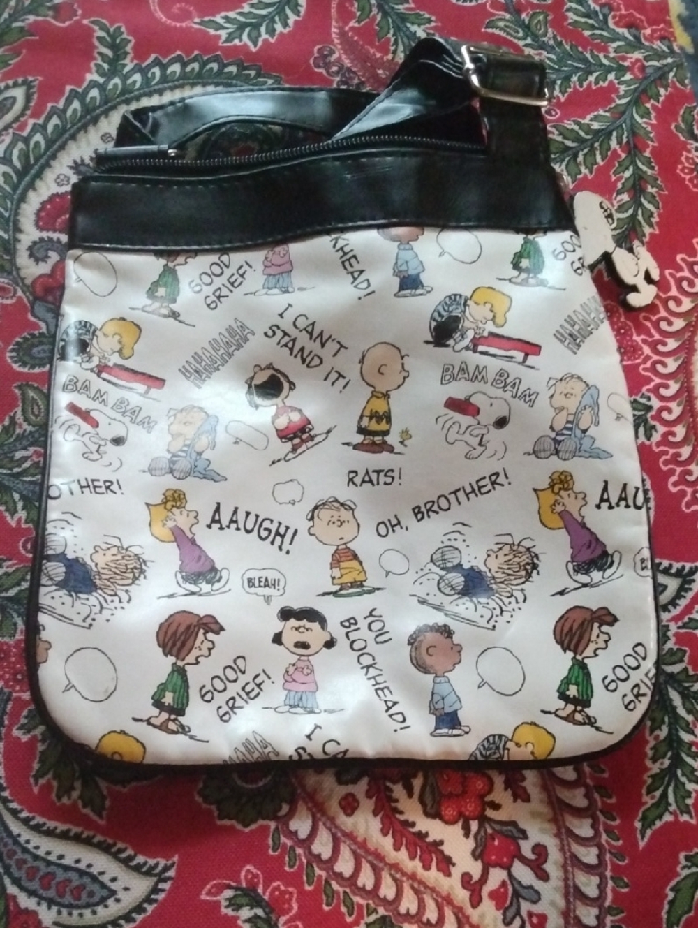 Peanuts Comic Panel Crossbody Bag in White and Black